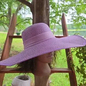Lilac Purple Extra Wide Floppy Brim Vintage Church Hat With Ribbon Accent Vintage | Accessories | Lilac Purple Extra Wide Floppy Brim  main image 2